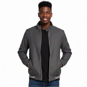 Fort Collins by Indra Men’s Handsome Lined Midweight Hoodless Grey Black Coat